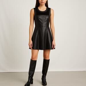 Robert Rodriguez Black Leather Sleeveless Fit Flare Dress Size 2 Goth Rock READ